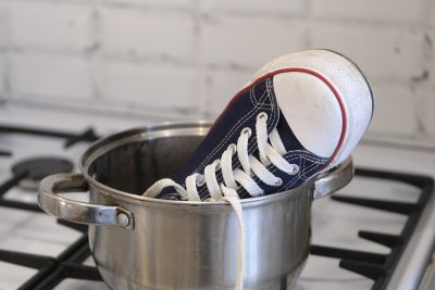 shoe in pot